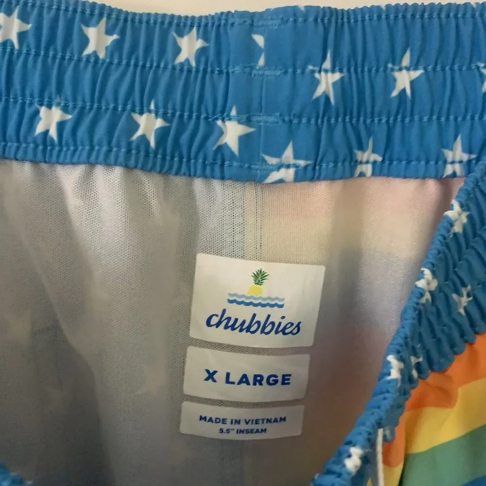 Chubbies Swim Trunks Men’s XL Rainbow The Love Is Loves Stars Stripes 5.5”